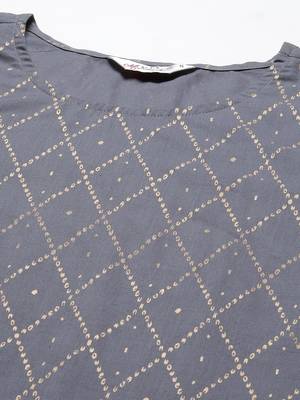 Women Grey Geometric Print Kurta Sharara Set 2