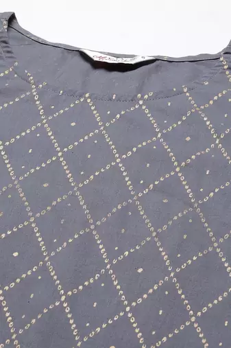 Women Grey Geometric Print Kurta Sharara Set