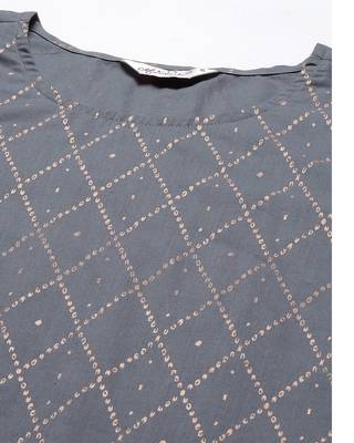 Women Grey Geometric Print Kurta Sharara Set 7