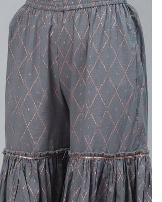 Women Grey Geometric Print Kurta Sharara Set 8