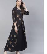 Women Black A-line Layered Maxi Dress