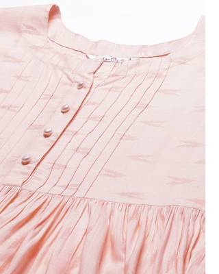 Women Blush Peach Ikat Print Midi Dress 3