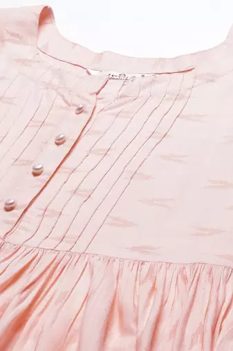 Women Blush Peach Ikat Print Midi Dress