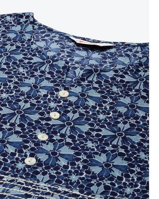 Women Blue Ethnic Print Midi Dress 3