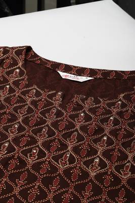 Women Brown Ethnic Printed Kurta 2