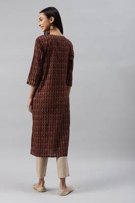Women Brown Ethnic Printed Kurta 5
