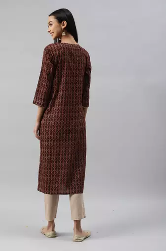 Women Brown Ethnic Printed Kurta