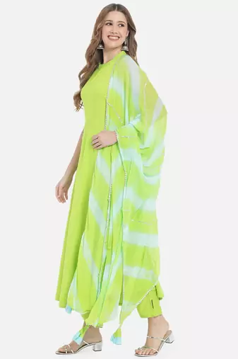Women Lime Green Kurta Set with Dupatta