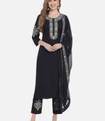 Women Black Kurta Suit Set with Dupatta