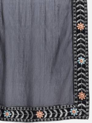 Women Black Kurta Suit Set with Dupatta 8