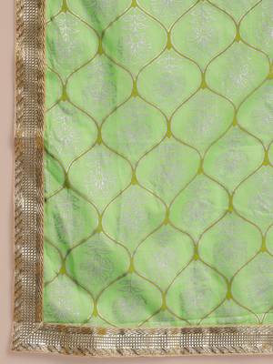 Women Lime Green Cotton Kurta Set with Dupatta 7