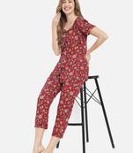 Women Cherry Red Night Suit