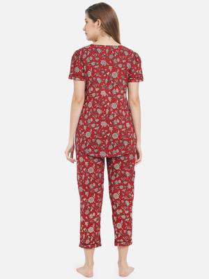 Women Cherry Red Night Suit 3