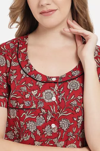 Women Cherry Red Night Suit