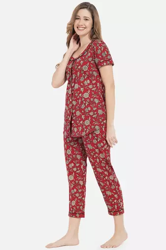Women Cherry Red Night Suit