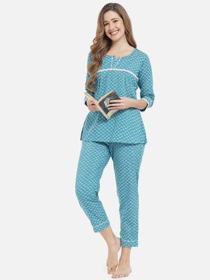 Women Aqua Blue Women Night Suit 1