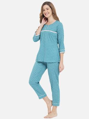 Women Aqua Blue Women Night Suit 2
