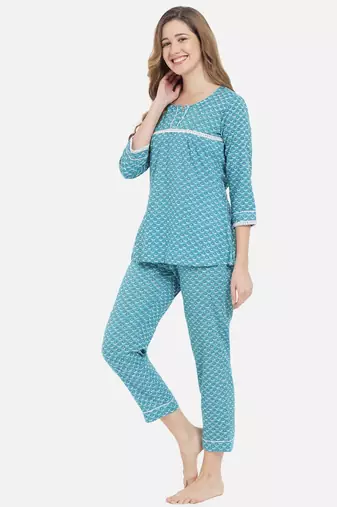 Women Aqua Blue Women Night Suit