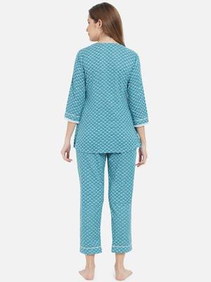 Women Aqua Blue Women Night Suit 3