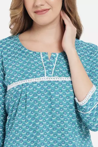 Women Aqua Blue Women Night Suit