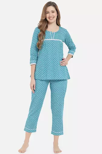 Women Aqua Blue Women Night Suit