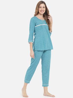 Women Aqua Blue Women Night Suit 6
