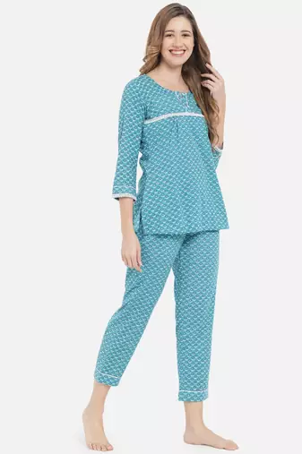 Women Aqua Blue Women Night Suit