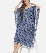 Women Cobalt Blue Geometric Print Kaftan for Women
