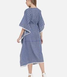 Women Blue Checks Kaftan Dress