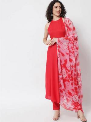 Women Red Kurta Set with Dupatta 1