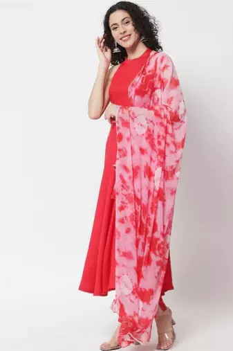 Women Red Kurta Set with Dupatta