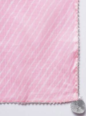 Women Flamingo Pink Kurta Set with Dupatta 2