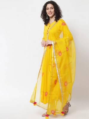 Women Mango Yellow Anarkali Suit Set with Dupatta 3