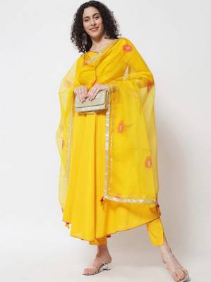 Women Mango Yellow Anarkali Suit Set with Dupatta 5