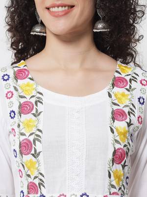 Women White Anarkali Suit Set with Dupatta 5
