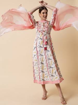 White Embroidered Dress with Dupatta 1