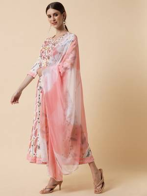 White Embroidered Dress with Dupatta 2