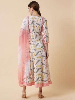 White Embroidered Dress with Dupatta 3