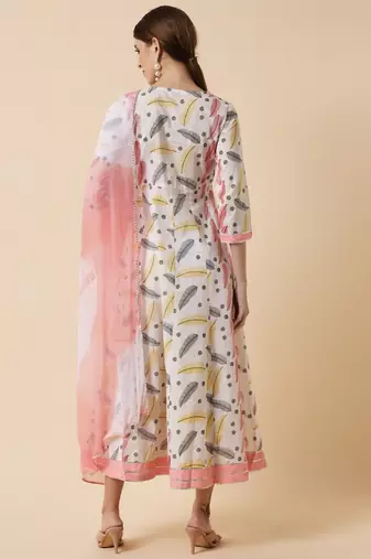 White Embroidered Dress with Dupatta