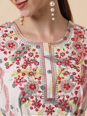 White Embroidered Dress with Dupatta 4