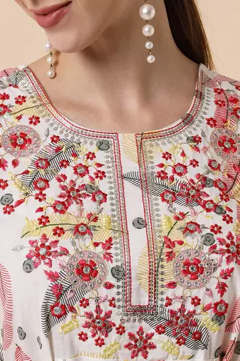 White Embroidered Dress with Dupatta