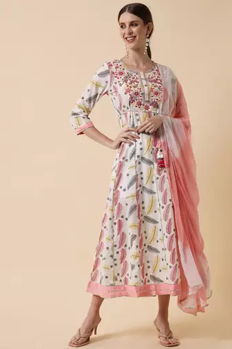 White Embroidered Dress with Dupatta