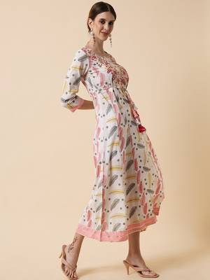 White Embroidered Dress with Dupatta 6