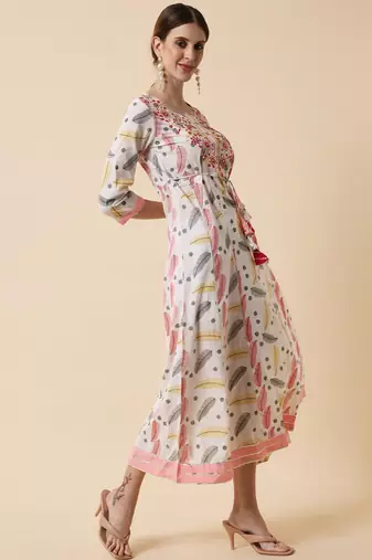 White Embroidered Dress with Dupatta