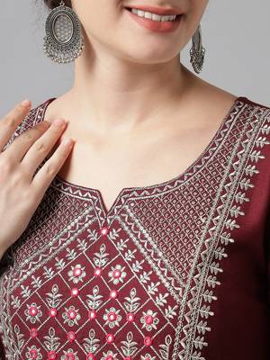 Maroon Flared Suit Set with Dupatta 7