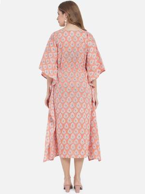 Peach Ethnic Print Kaftan 7