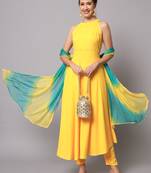 Women Chrome Yellow Kurta Set with Dupatta