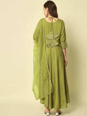 Green Anarkali Suit Set with Dupatta 4