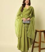 Green Anarkali Suit Set with Dupatta