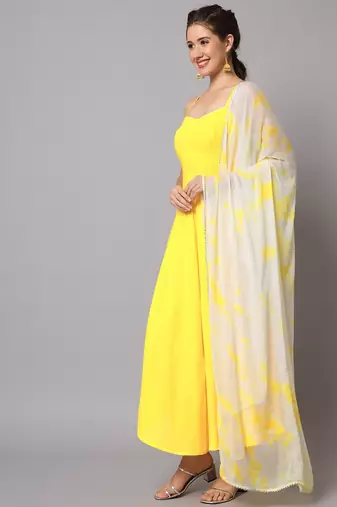Yellow Anarkali Suit Set with Dupatta